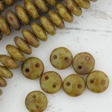 6mm Czechmates 2-Hole Lentils - Ashen Grey Picasso - Pack of 50