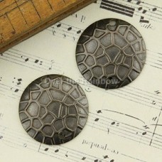 16mm Ant Brass Round Domed & Textured Connector Charms - Pack of 5