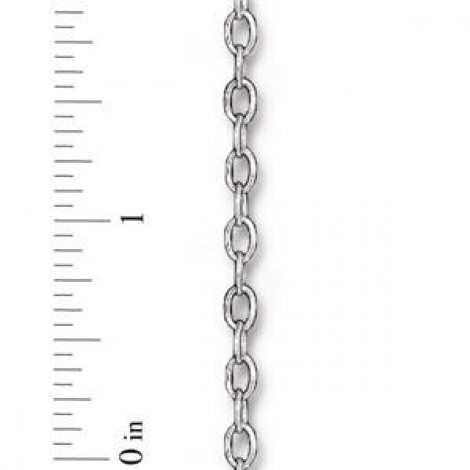 6x4mm TierraCast Brass Cable Chain - Imitation Rhodium Silver - Per 30cm