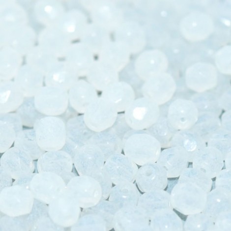 4mm Czech Firepolish Beads - Crystal Milk - Pack of 50