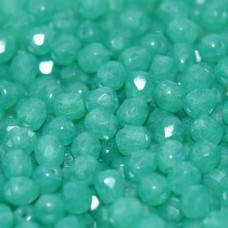 4mm Czech Firepolish Beads - Crystal Milky Green