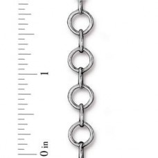 10mm TierraCast Round Link Cable Chain - Imit Rhodium
