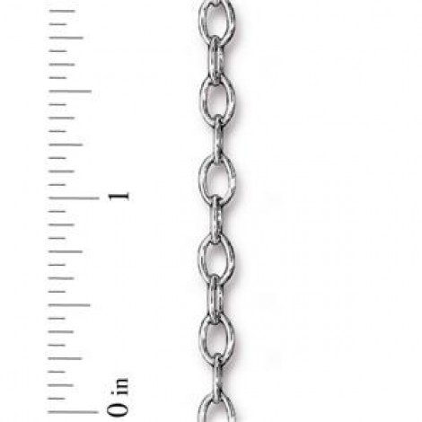 8x5mm TierraCast Brass Cable Chain - Imitation Rhodium Silver Plated - Per 30cm