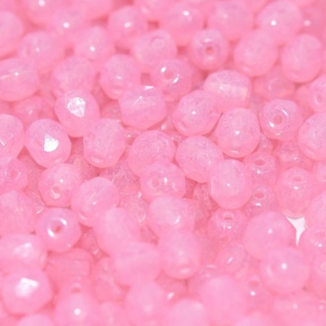 4mm Czech Firepolish Beads - Crystal Rose - Pack of 50