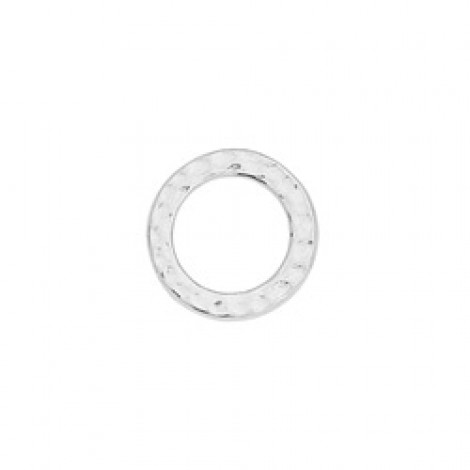 13mm TierraCast Medium Hammertone Ring Links - White Bronze Plated (Bright Silver) - Pack of 2