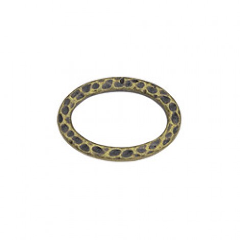 18x12mm TierraCast Oval Hammertone Ring Links - Brass Oxide - Pack of 2