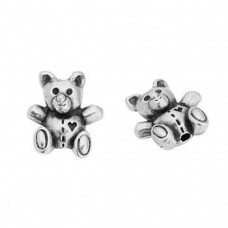 15x12mm TierraCast Teddy Bear Beads - Antique Fine Silver - Pack of 2