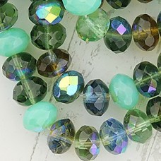 6x9mm Czech Firepolish Rondelles - Turquoise Mix - Pack of 10