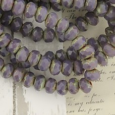 5x3mm Czech Firepolish Rondelles - Purple Picasso - Pack of 20
