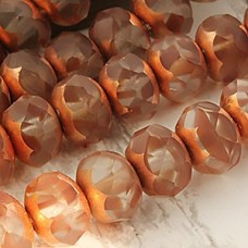 6x8mm Czech Firepolish Rondelles - Tan & Copper - Pack of 10
