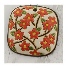 37mm Golem Studio Pendant - Coral Blooming Tree - Each