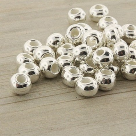5mm Greek Metallized Ceramic Pearl Beads - Fine Silver