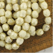 6mm Czech Glass Firepolish Beads - Beige Silver Champagne - Pack of 20