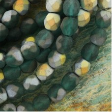 6mm Czech Glass Firepolish Beads - Aquamarine AB Matte - Pack of 20