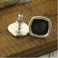 Nunn Design Small Square Earring Post Settings - Bright Silver - Per pair
