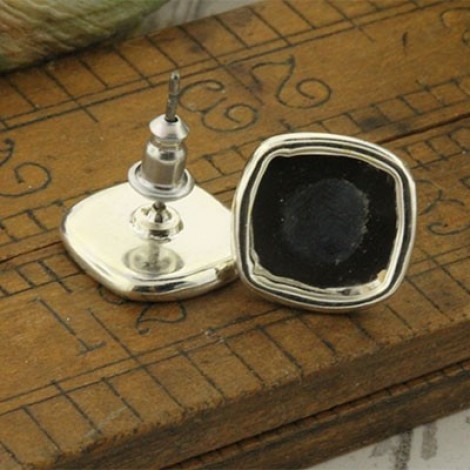 Nunn Design Sm Square Earring Post Settings - Brt Silver