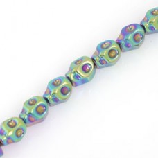 8x10mm Rainbow Hematine Skull Beads - Per Strand 