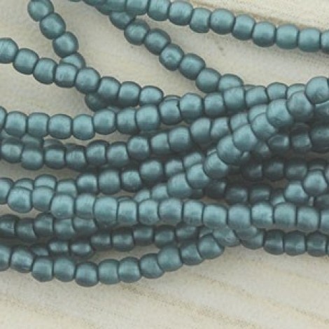 2mm Czech Glass Round Pearls - Matte Steel Blue - Pack of 100