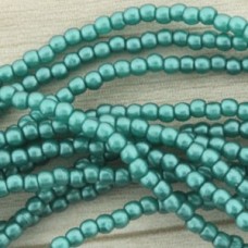 2mm Czech Glass Round Pearls - Teal
