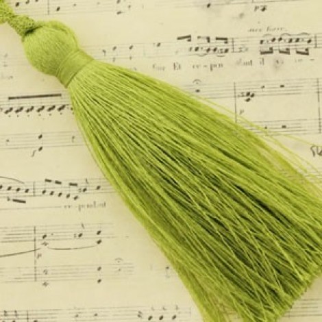 77mm Turkish Silk Thread Long Tassels - Chartreuse - Each 77mm Turkish Silk Thread Long Tassels - Chartreuse - Each
