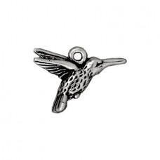 19mm TierraCast Hummingbird Charms - Antique Fine Silver Plated - Pack of 2