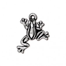 15mm TierraCast Leap Frog Charm - Antique Fine Silver Plated