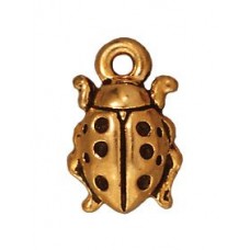 13mm TierraCast Ladybug Charm - Antique 22K Gold Plated - Pack of 2