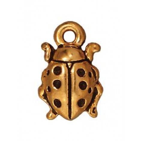13mm TierraCast Ladybug Charm - Antique 22K Gold Plated