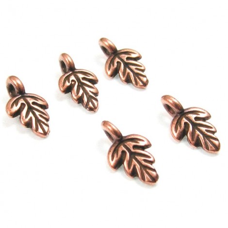 12x8mm TierraCast Oak Leaf Drop - Antique Copper Plated - Pack of 2
