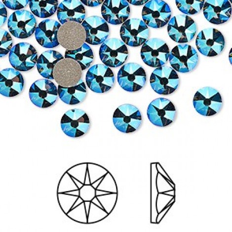 4.8mm SS20 Swarovski Flatback Crystals - Black Diamond Shimmer - Pack of 12