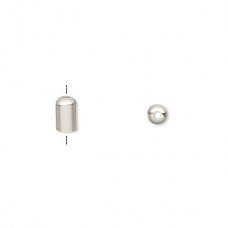 3mm (ID) Silver Plated Cord End Caps w/Hole