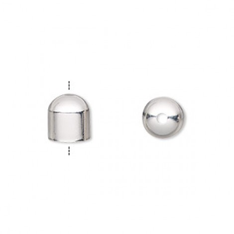 8mm Silver Plated Brass Cord End Caps - Pack of 20