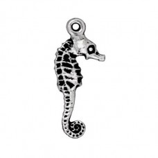 24x9.75mm TierraCast Seahorse Charm - Antique Fine Silver Plated - Pack of 2