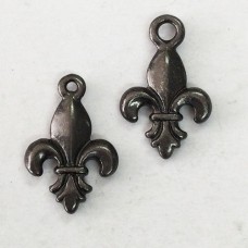 18mm TierraCast Fleur de Lis Charm - Black Oxide - Pack of 2