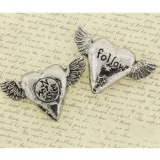 Green Girl Studios - 34x20mm Follow Heart Focal Bead - Each