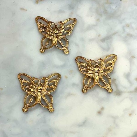 10mm Filigree Butterfly Brass Charms - Pack of 10