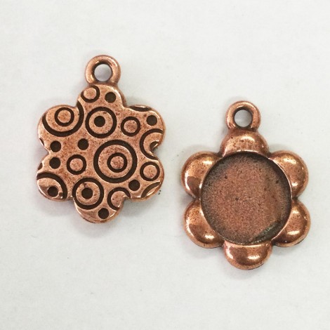 22mm (12mm ID) TierraCast Large Flower Picture Frame Charms - Antique Copper - Pack of 2 22mm (12mm ID) TierraCast Large Flower Picture Frame Charms - Antique Copper - Pack of 2