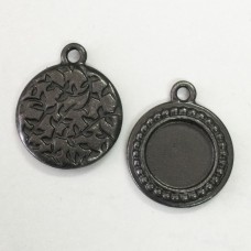 20mm (12mm ID) TierraCast Beaded Round Bezel Frame Charm - Black Oxide - Pack of 2