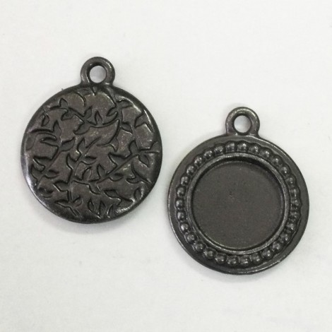 20mm (12mm ID) TierraCast Beaded Round Bezel Frame Charm - Black Oxide - Pack of 2 20mm (12mm ID) TierraCast Beaded Round Bezel Frame Charm - Black Oxide - Pack of 2