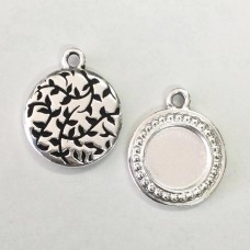 20mm (12mm ID) TierraCast Beaded Round Bezel Frame Charm - Fine Silver Plated - Pack of 2