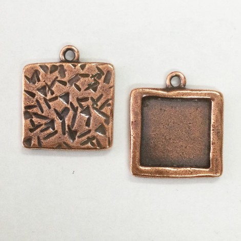 21mm (15mm ID) TierraCast Large Square Frame Drops - Antique Copper - Pack of 2 21mm (15mm ID) TierraCast Large Square Frame Drops - Antique Copper - Pack of 2
