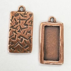 30mm (9x21mm ID) TierraCast Rectangle Picture Frame Drop Charm - Antique Copper - each