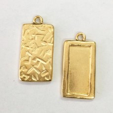 30mm (9x21mm ID) TierraCast Rectangle Picture Frame Drop Charm - 22K Gold Plated - each
