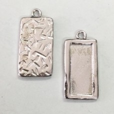 30mm (9x21mm ID) TierraCast Rectangle Picture Frame Drop Charm - Fine Silver Plated - each