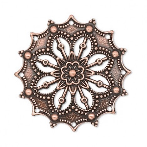 34mm Antique Copper Plated Flower Filigree