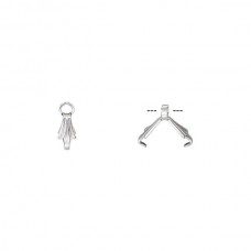 6.5x3mm Medium Ice-Pick Prong Bail with 2mm Loop - White (Dark Silver) Plated - Pack of 12