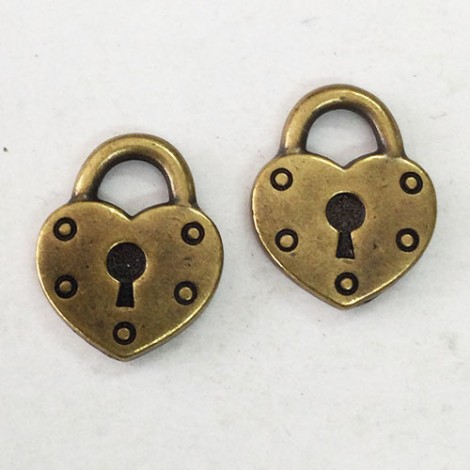 17mm TierraCast Lock Charms - Brass Oxide - Pack of 2 17mm TierraCast Lock Charms - Brass Oxide - Pack of 2
