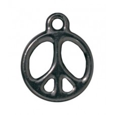 15mm TierraCast Peace Sign Charm - Black Oxide - Pack of 2