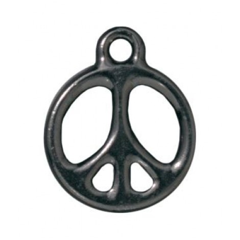 15mm TierraCast Peace Sign Charm - Black Oxide - Pack of 2