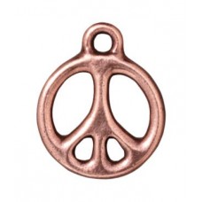 15mm TierraCast Peace Sign Charm - Antique Copper Plated - Pack of 2